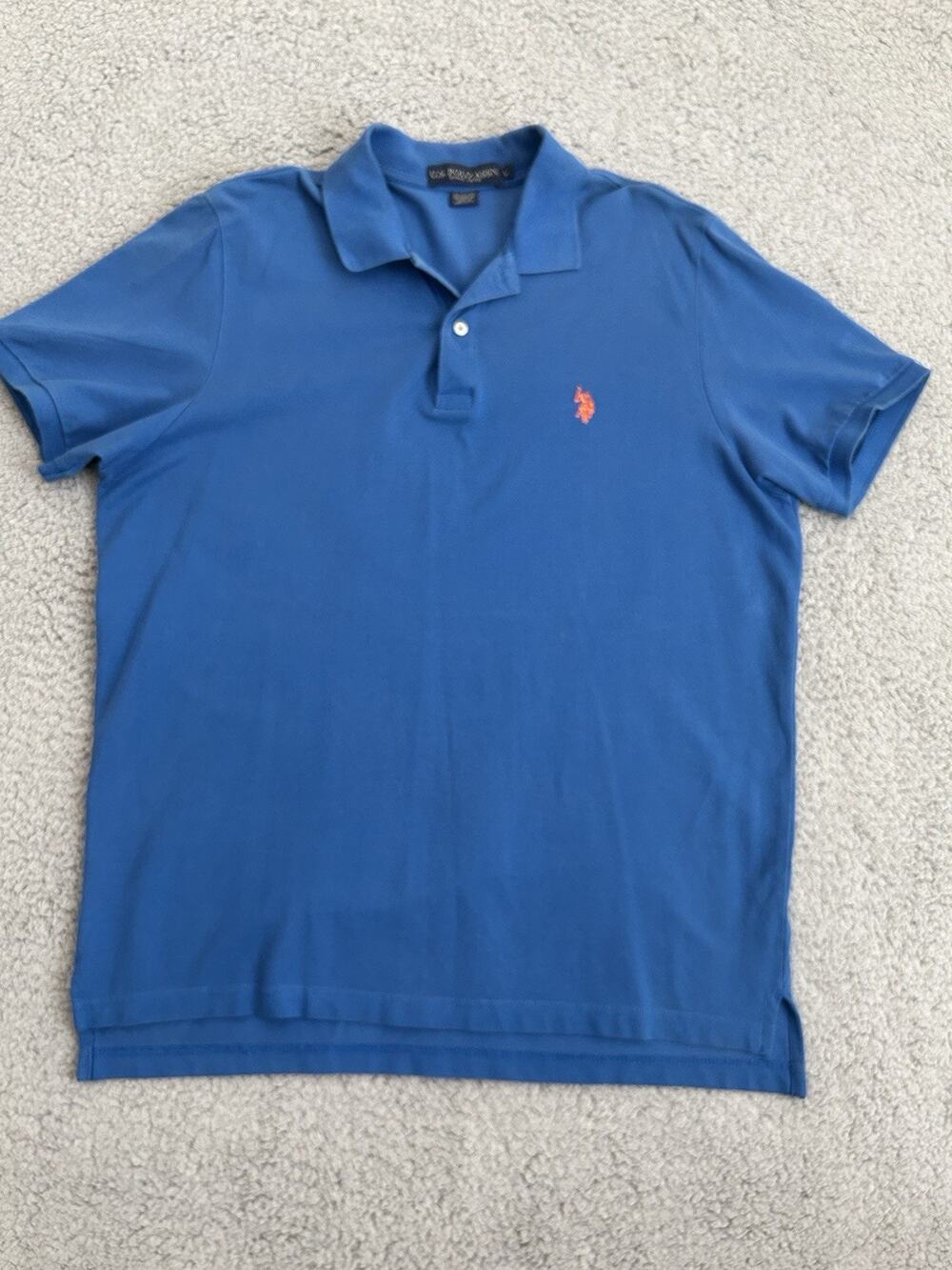 Polo by Ralph Lauren Men’s Large Short Sleeve Blue Solid Polo Shirt Logo Preppy